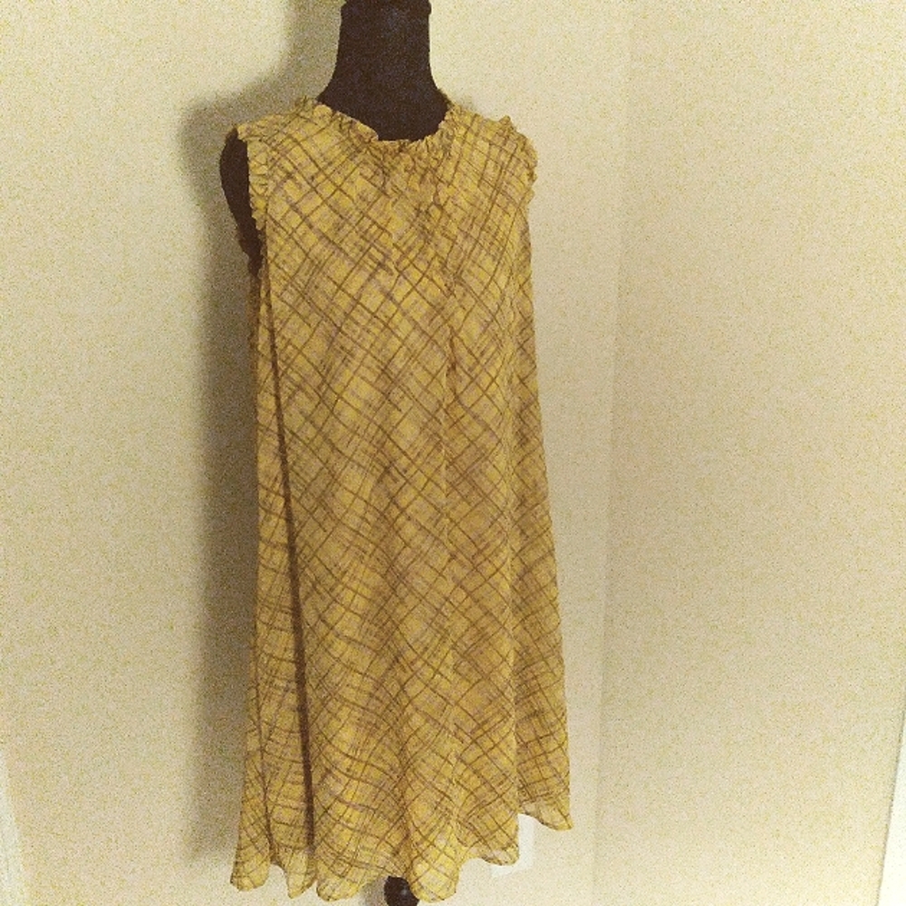 NWT Tommy Hilfiger Butter Yellow Plaid‎ Festival Western Summer Soft Girl Dress